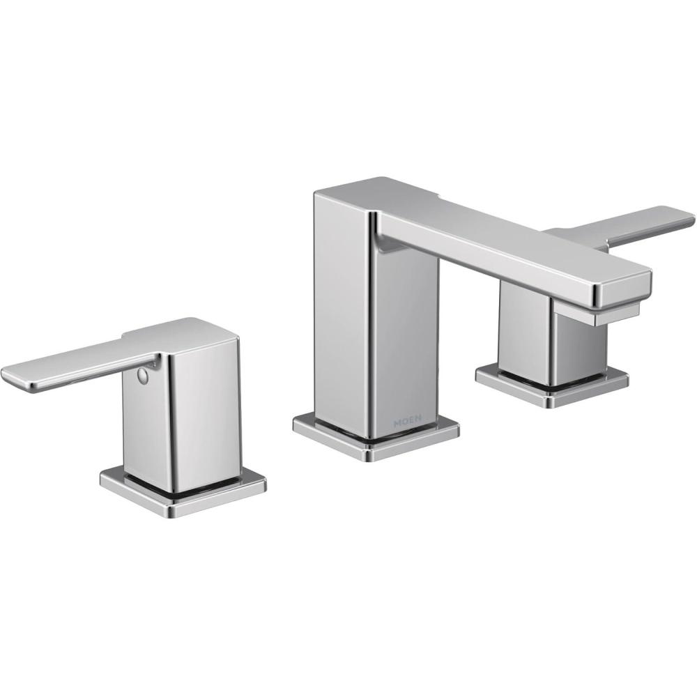 image:imageMoen TS6721 90 Degree TwoHandle Widespread Modern Bathroom Faucet Valve Required Chrome