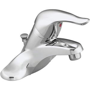 Moen Chateau Chrome One-Handle Low-Arc Centerset Bathroom Sink Faucet with Drain Assembly, L4621(Chrome)