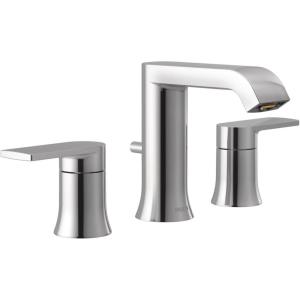 Moen Genta Chrome Two-Handle Widespread Modern Bathroom Faucet with Drain Assembly, Bathroom Sink Faucet 3-Hole Application (Valve Required), T6708(Chrome)