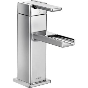 Moen S6705 90 Degree One Handle Modern Open Waterway Bathroom Faucet with Drain Assembly, Chrome(Chrome)