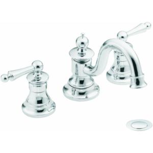 Moen TS418 Waterhill Two-Handle Traditional 8-Inch Widespread Bathroom Faucet Trim Kit, Valve Required, Chrome(Chrome)
