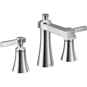 Moen TS6984 Flara Two-Handle 8 in. Widespread Lever Handle Bathroom Faucet Trim Kit, Valve Required, Chrome