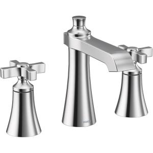 Moen TS6985 Flara Two-Handle 8 in. Widespread Cross Handle Bathroom Faucet Trim Kit, Valve Required, Chrome(Chrome)