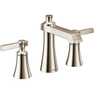 Moen TS6985 Flara Two-Handle 8 in. Widespread Cross Handle Bathroom Faucet Trim Kit, Valve Required, Chrome(Polished Nickel)