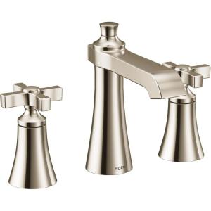 Moen TS6985NL Flara Two-Handle 8 in. Widespread Cross Handle Bathroom Faucet Trim Kit, Valve Required, Polished Nickel