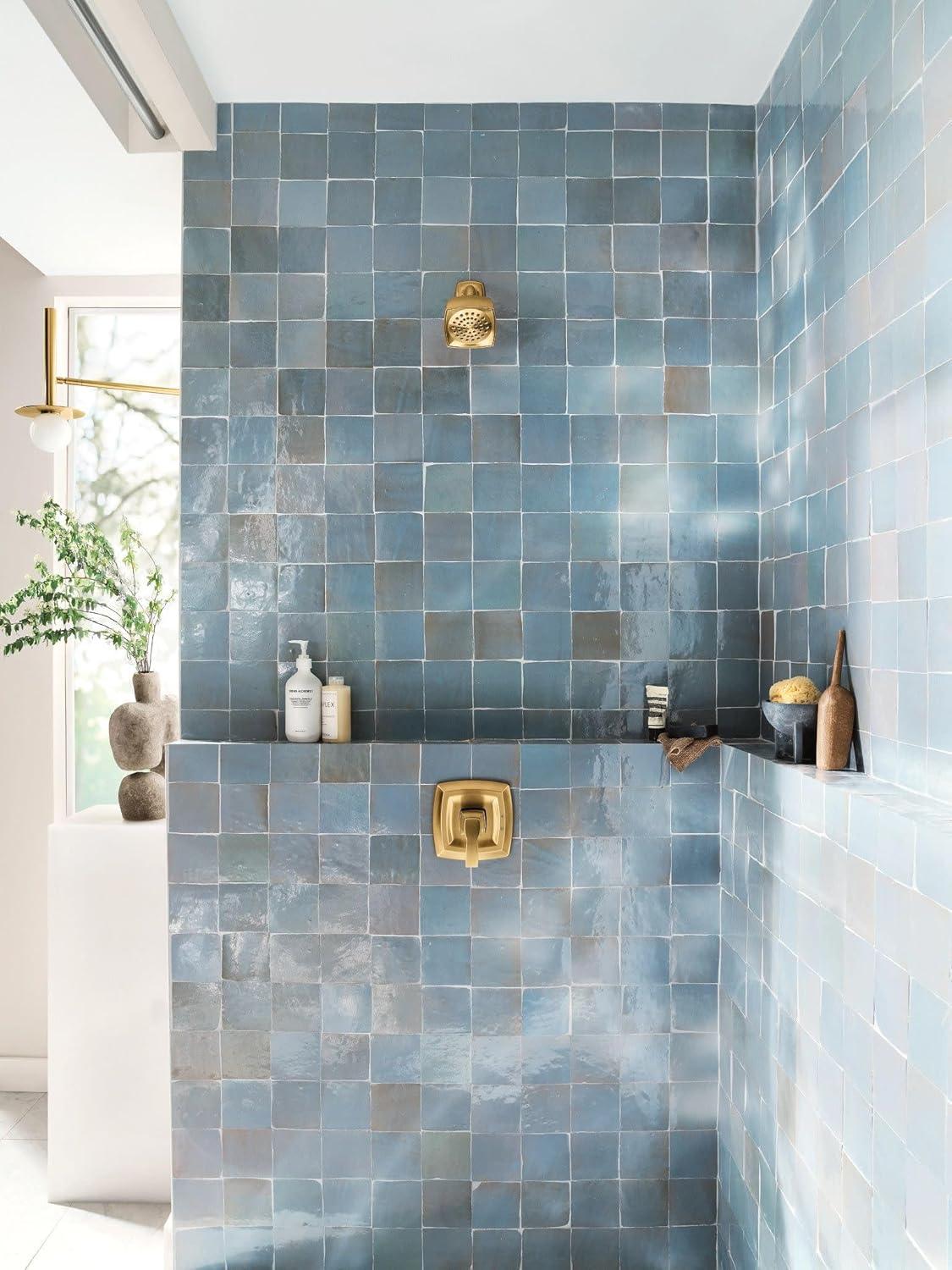 image:imageMoen Voss Brushed Gold PosiTemp PosiTemp Pressure Balancing Shower Trim Featuring Showerhead and Shower Lever Handle Valve Required T2692BGPack of 1