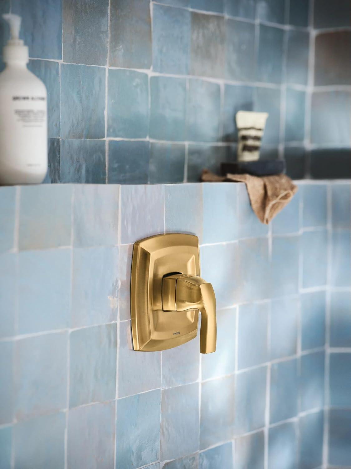 image:imageMoen Voss Brushed Gold PosiTemp PosiTemp Pressure Balancing Shower Trim Featuring Showerhead and Shower Lever Handle Valve Required T2692BGPack of 1