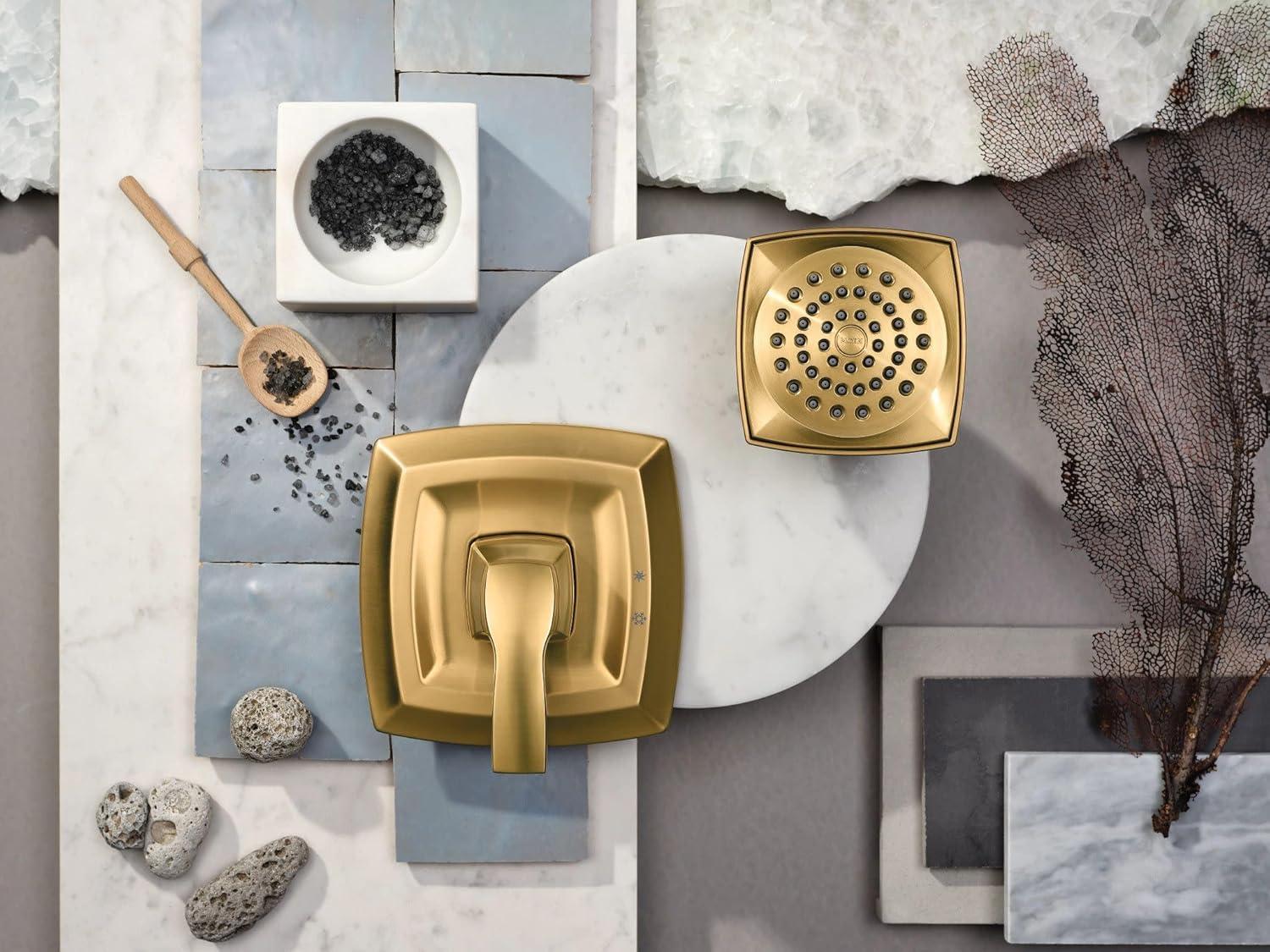 image:imageMoen Voss Brushed Gold PosiTemp PosiTemp Pressure Balancing Shower Trim Featuring Showerhead and Shower Lever Handle Valve Required T2692BGPack of 1