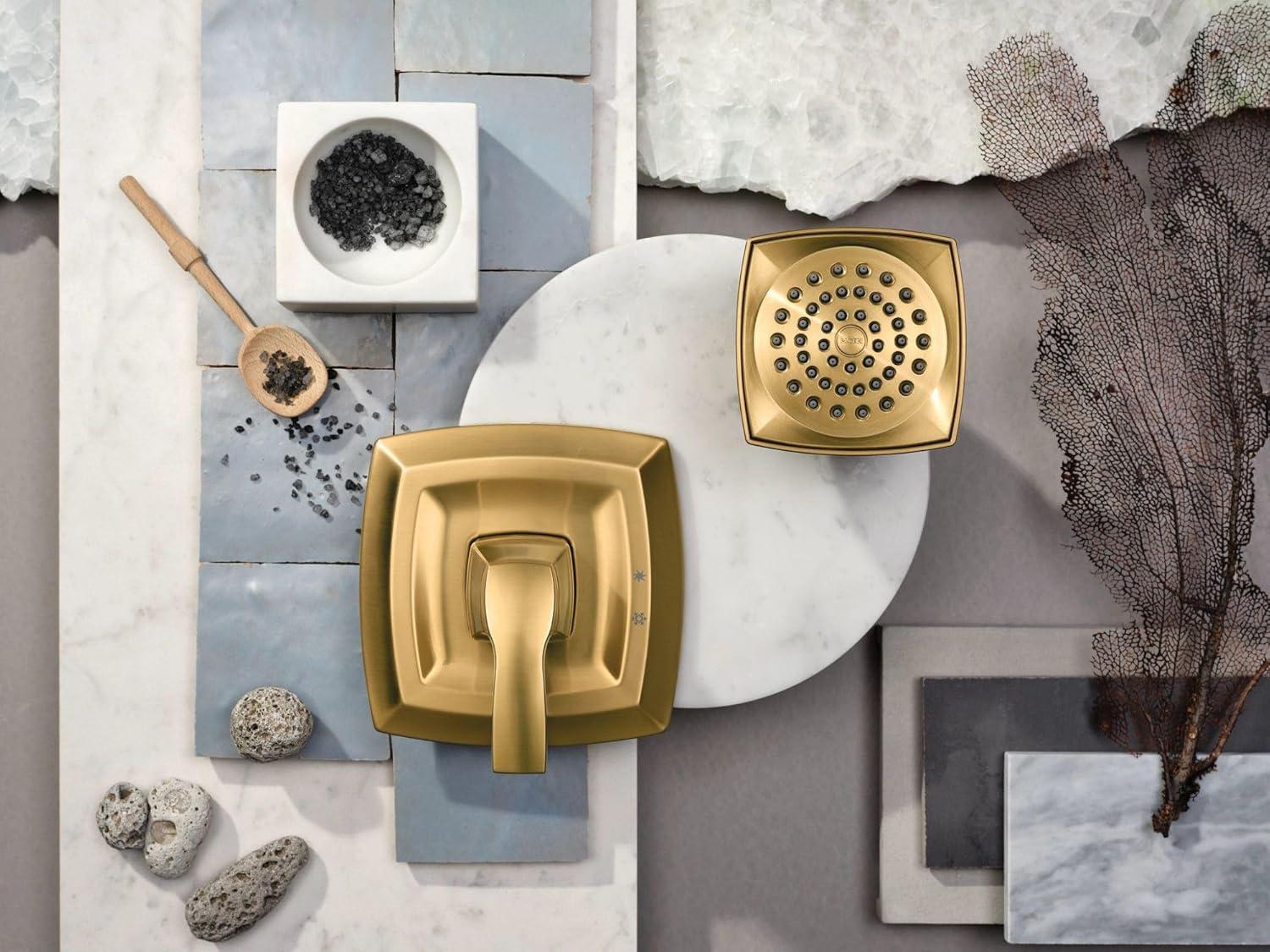 image:imageMoen Voss Brushed Gold PosiTemp PosiTemp Pressure Balancing Shower Trim Featuring Showerhead and Shower Lever Handle Valve Required T2692BGPack of 3