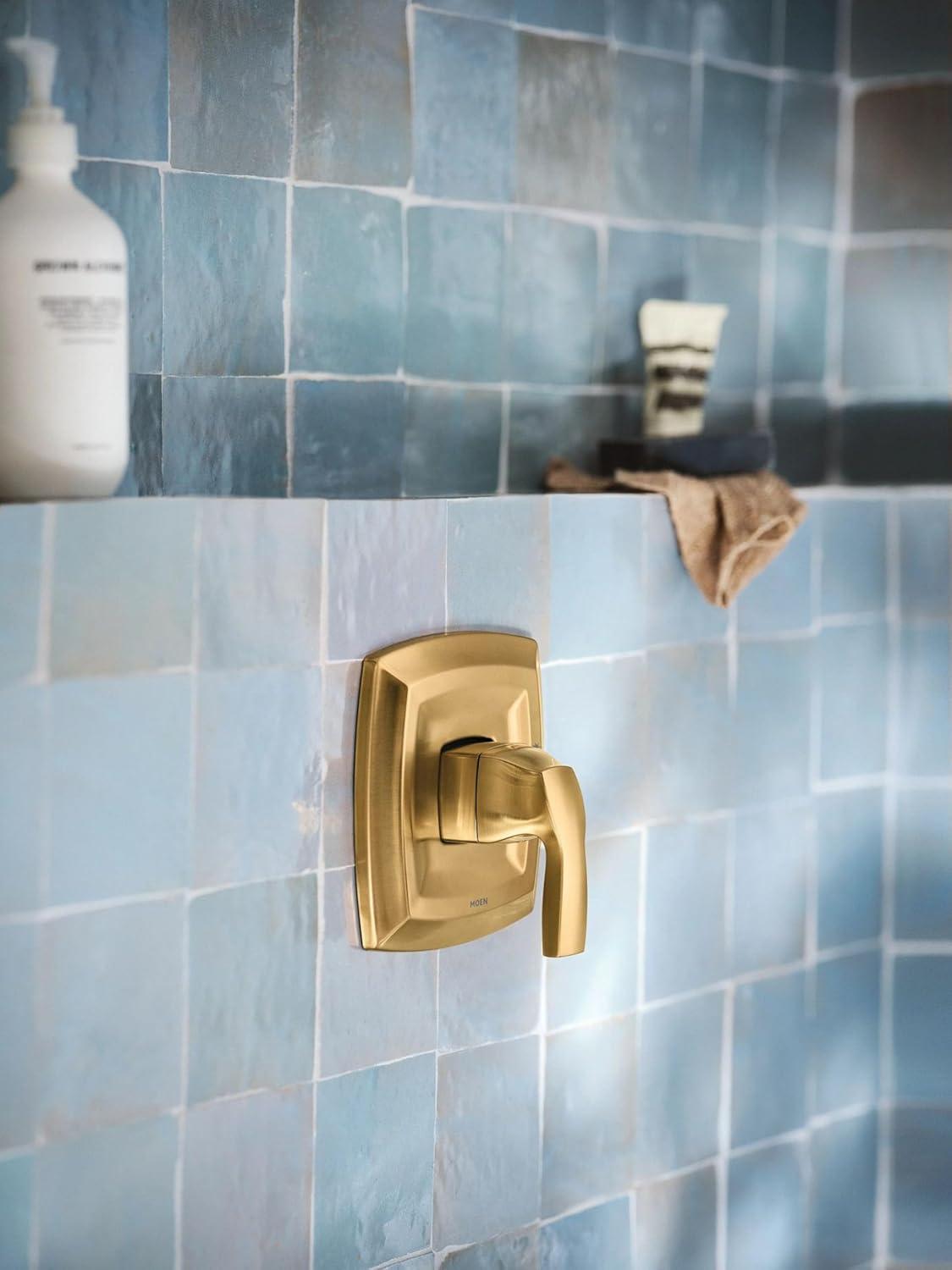 image:imageMoen Voss Brushed Gold PosiTemp PosiTemp Pressure Balancing Shower Trim Featuring Showerhead and Shower Lever Handle Valve Required T2692BGPack of 3