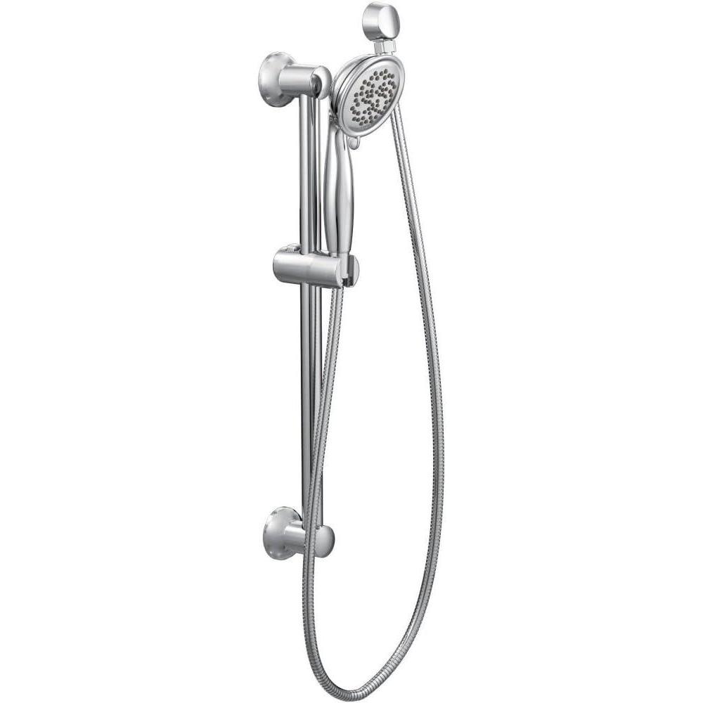 image:imageMoen 3863EP17 Polished Chrome 3Function 4Inch Diameter Spray Head Handshower with Slide Bar Meets EPA WaterSense Criteria Limited