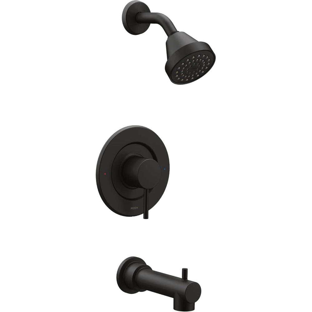 image:imageMoen Align Brushed Gold EcoPerformance Pressure Balancing Modern Tub and Shower Trim Kit with Showerhead Lever Handle and Tub Spout Valve Required T2193EPBGMatte Black