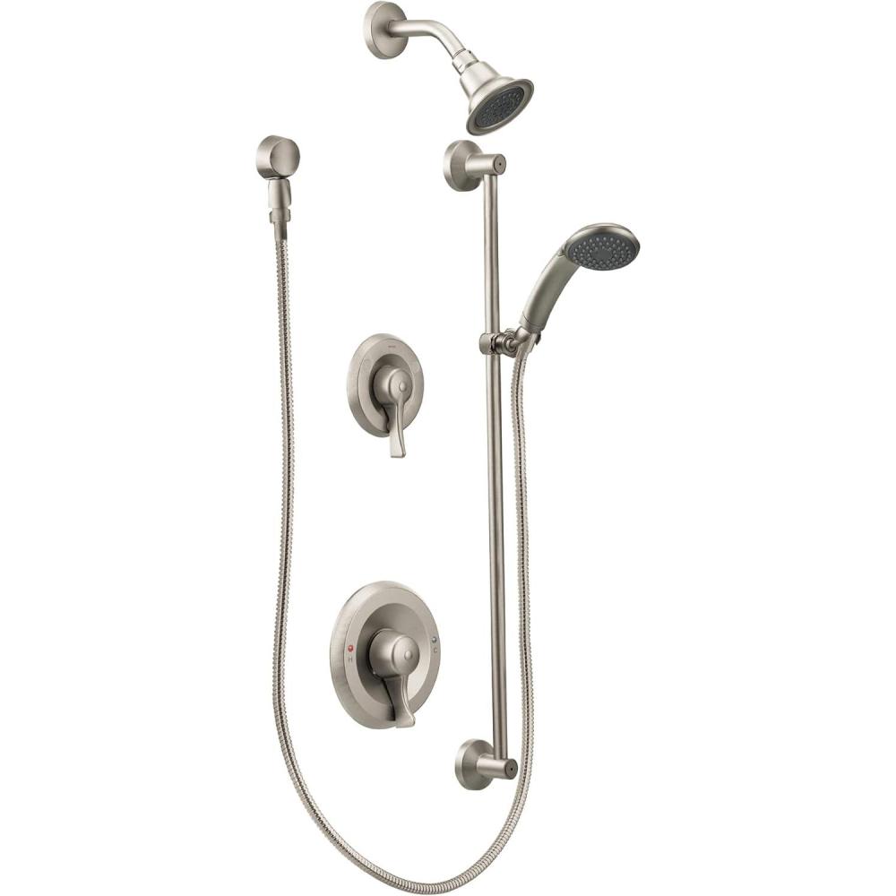 image:imageMoen Commercial Classic Brushed Nickel PosiTemp Pressure Balancing Shower and Handshower Trim without Valves T8342CBN