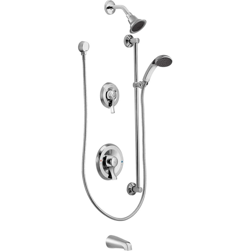 image:imageMoen Commercial TwoHandle PosiTemp Showerhead amp Handheld Showerhead Chrome 8343