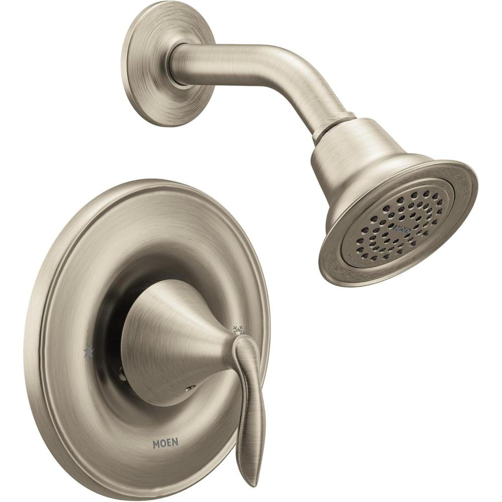 image:imageMoen Eva Brushed Nickel OneHandle PosiTemp Shower Trim Kit Featuring Shower Head and Shower Lever Handle Valve Required T2132BNBrushed Nickel