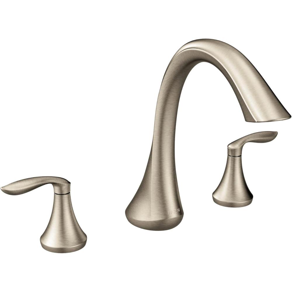 image:imageMoen Eva OilRubbed Bronze Transitional TwoHandle Deck Mount Roman Tub Faucet Trim Kit Valve Required T943ORBBrushed Nickel