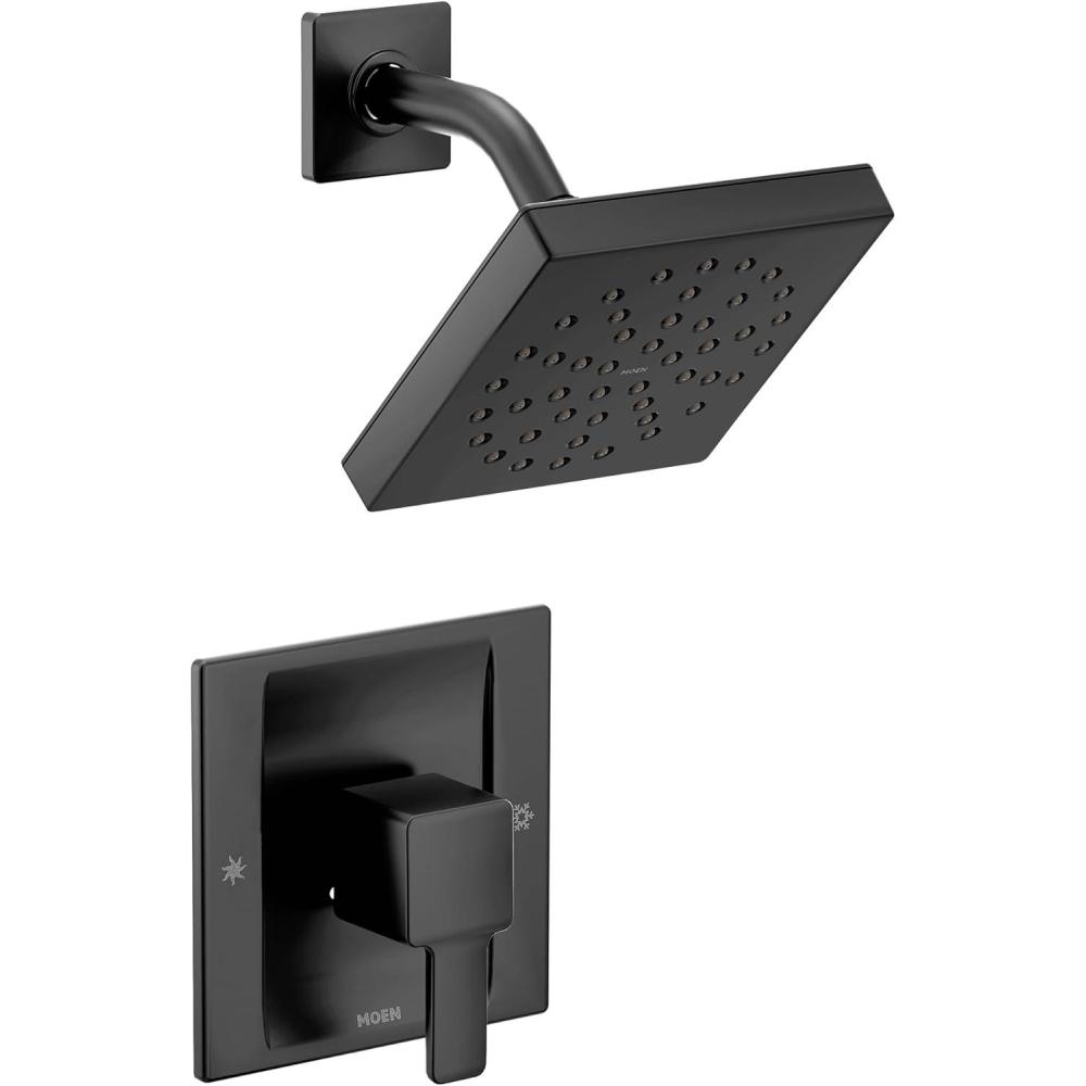 image:imageMoen TS2712EPBL90 Degree PosiTemp Modern Shower Only Trim Kit with EcoPerformance Showerhead Valve Required