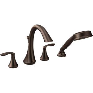 Moen Eva Oil Rubbed Bronze Two-Handle High Arc Roman Tub Faucet and Hand Shower without Valve, T944ORB