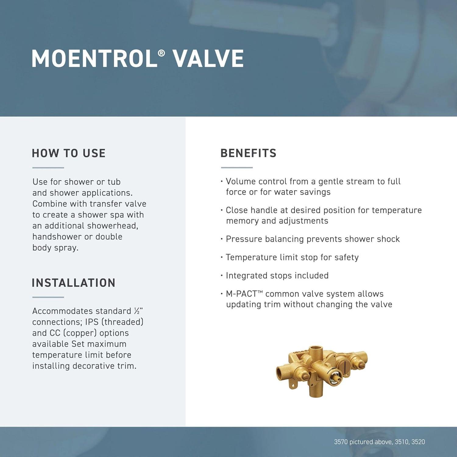 image:imageMoen T3292 Align Moentrol Volume Control Modern Shower Trim Kit Valve Required ChromeChrome