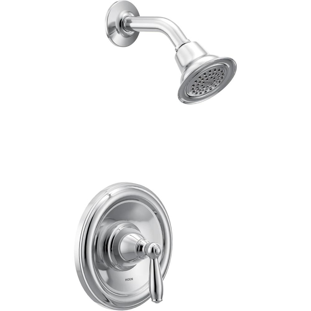 image:imageMoen Brantford Brushed Nickel PosiTemp Pressure Balancing Shower Trim Kit with Shower Head and Lever Handle Valve Required T2152BNChrome