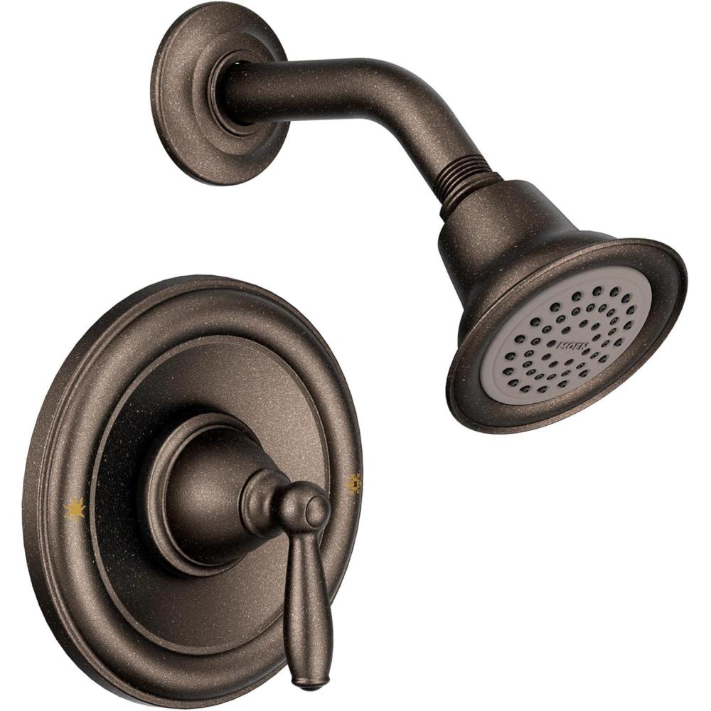 image:imageMoen Brantford Brushed Nickel PosiTemp Pressure Balancing Shower Trim Kit with Shower Head and Lever Handle Valve Required T2152BNOil Rubbed Bronze