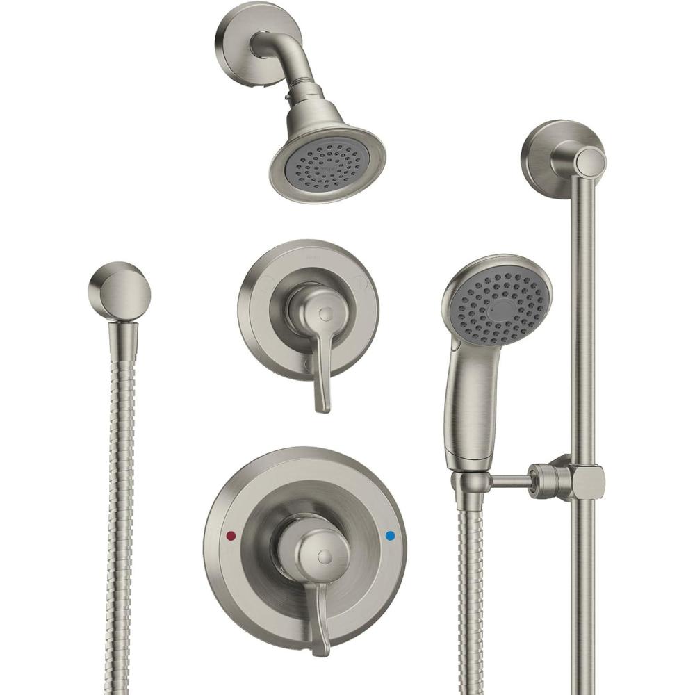 image:imageMoen Commercial Classic Posi Temp Shower System with Handheld for Bathroom Valve Required Brushed Nickel Finish T8342EP15CBNClassic Brushed Nickel