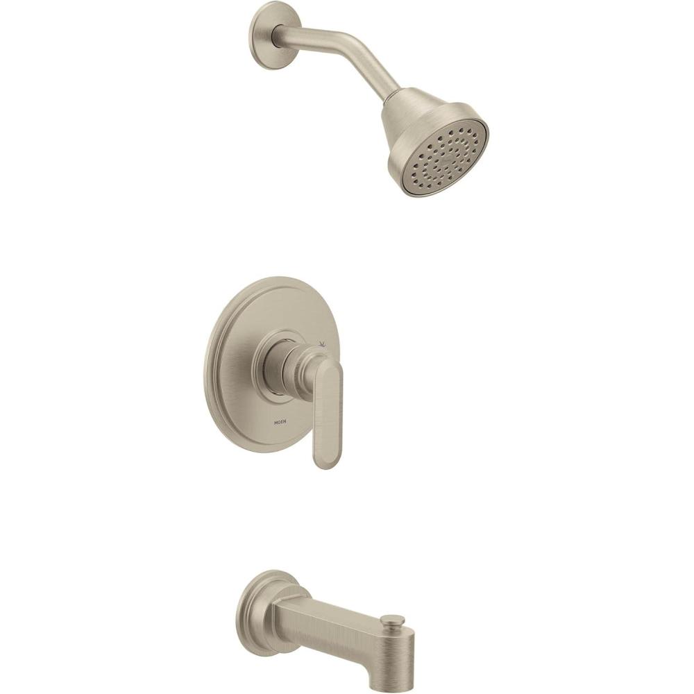 image:imageMoen Greenfield Brushed Nickel Bathroom Shower Faucet with Showerhead Shower Lever Handle and Tub Spout Valve Required UT2323EPBN
