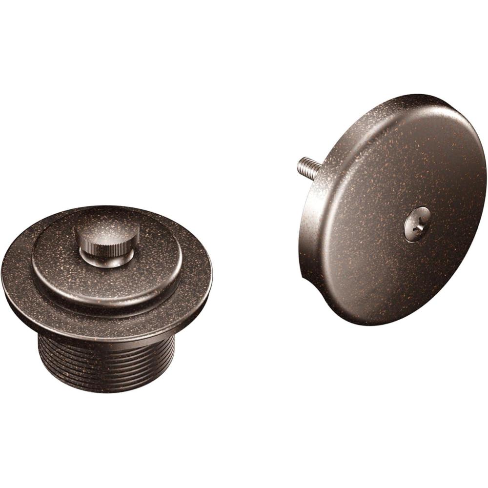 image:imageMoen OilRubbed Bronze PushNLock Tub and Shower Drain Kit with 112 Inch Threads Drain Plug and Overflow T90331ORB