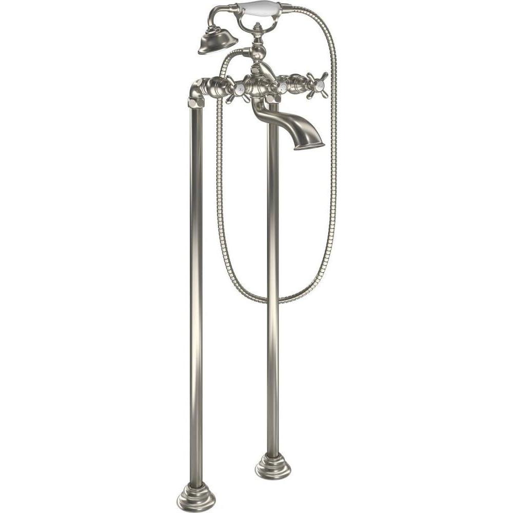 image:imageMoen S22105BN Weymouth Two Handle Tub Filler with CrossHandles and Handshower Brushed NickelBrushed Nickel