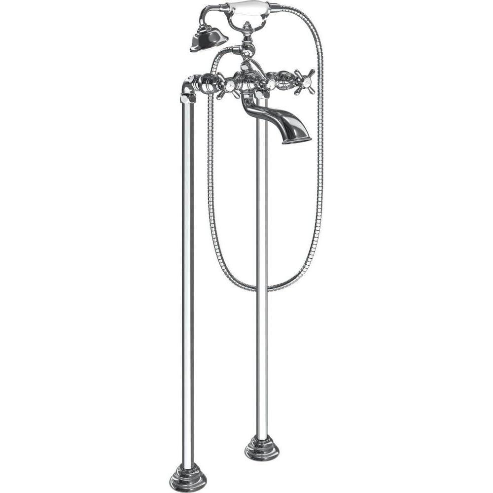 image:imageMoen S22105BN Weymouth Two Handle Tub Filler with CrossHandles and Handshower Brushed NickelChrome