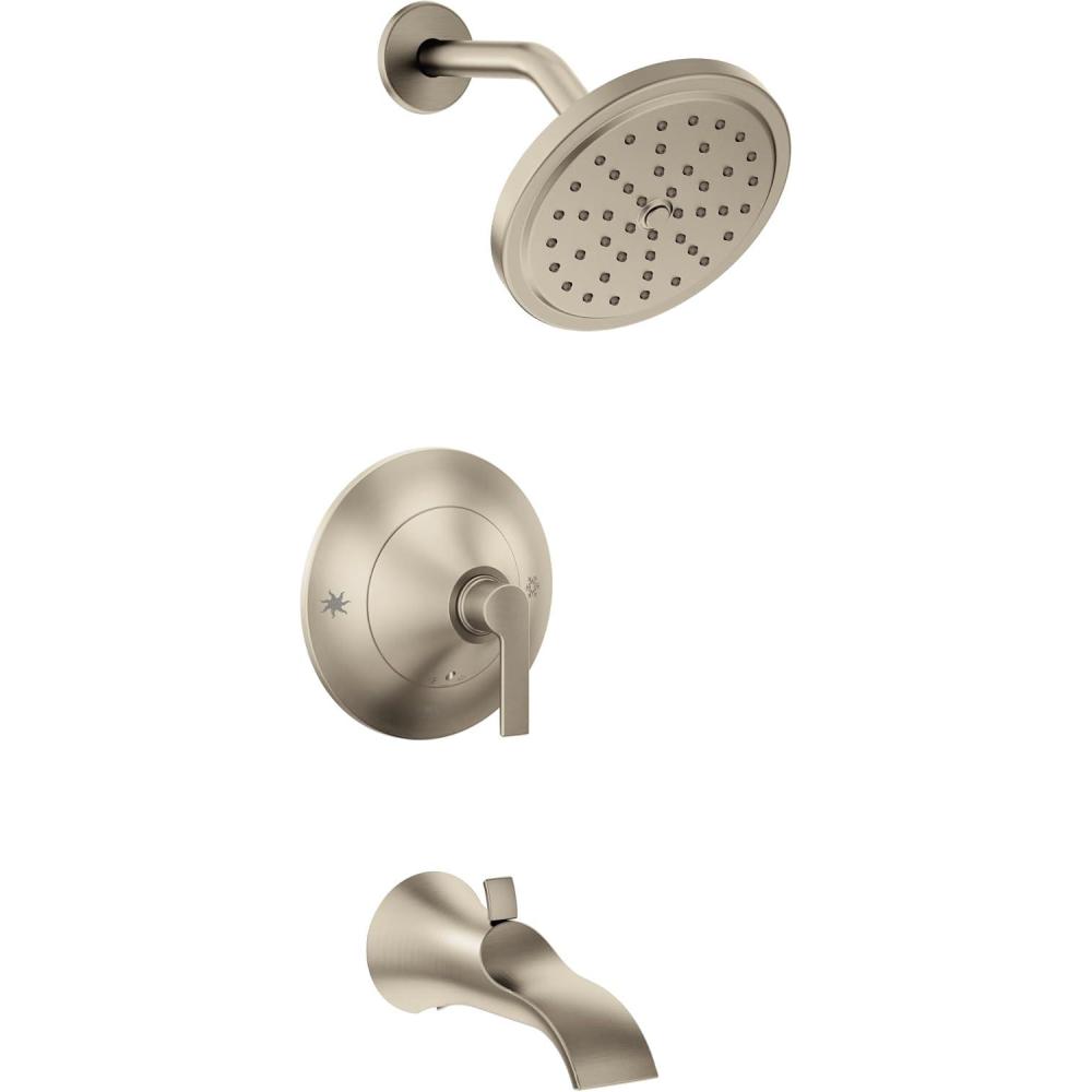 image:imageMoen TS2203 Doux PosiTemp Pressure Balancing Tub and Shower Trim Kit Valve Required ChromeBrushed Nickel