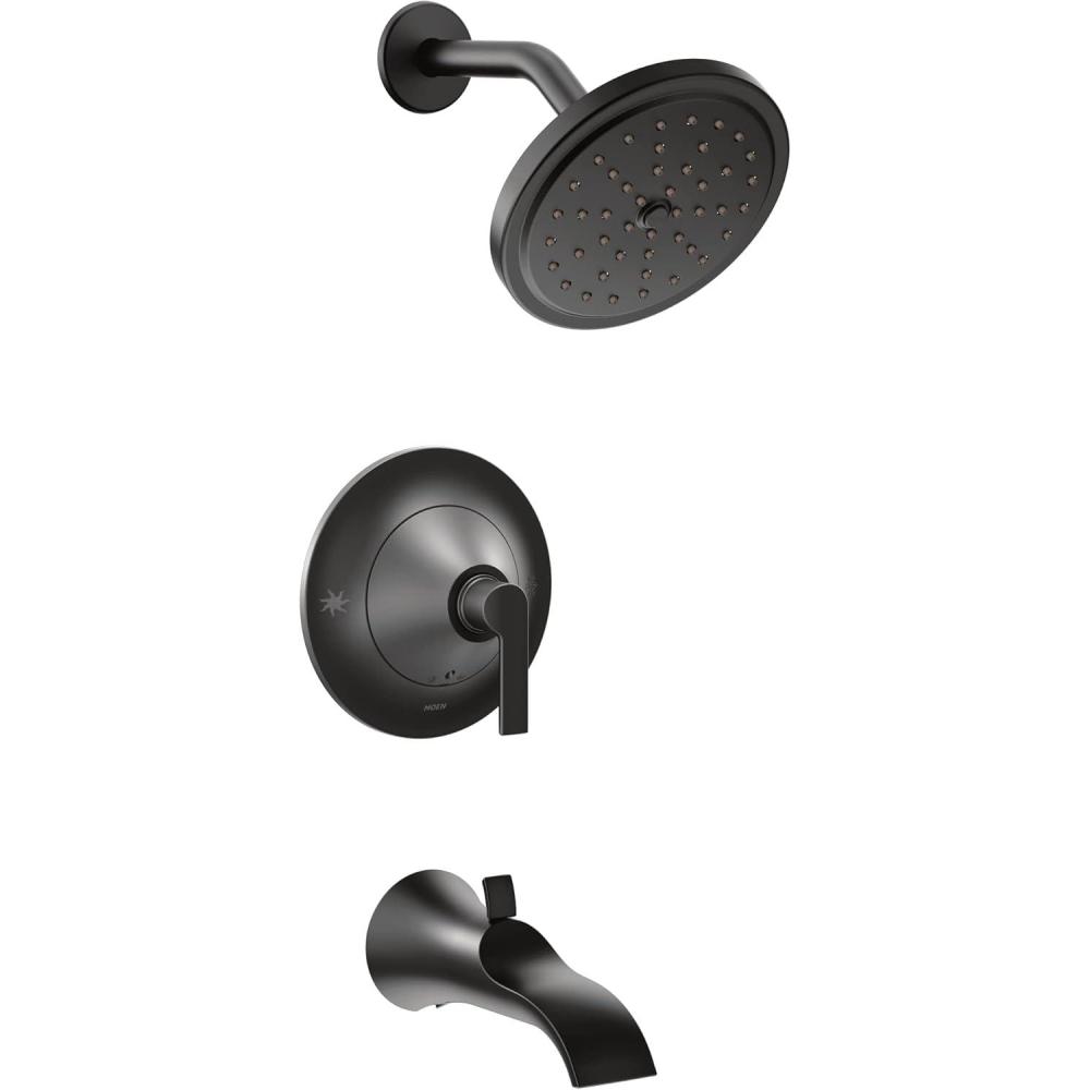 image:imageMoen TS2203 Doux PosiTemp Pressure Balancing Tub and Shower Trim Kit Valve Required ChromeMatte Black