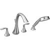 Moen Eva Brushed Nickel Two-Handle Deck Mount Roman Tub Faucet Trim Kit with Single Function Handshower, Valve Required, T944BN(Chrome)