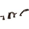 Moen Brantford Oil Rubbed Bronze Two-Handle Deck Mount Roman Tub Faucet Trim Kit with Single Function Handshower, Valve Required, T924ORB