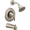 Moen Eva Brushed Nickel Posi-Temp Single-Handle Bathtub Trim Kit with Showerhead, Shower Arm, Tub Spout, and Lever Handle, (Valve Required), T2133BN(Brushed Nickel)