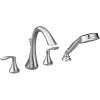 Moen Eva Brushed Nickel Two-Handle Deck Mount Roman Tub Faucet Trim Kit with Single Function Handshower, Valve Required, T944BN(Chrome)