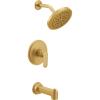 Moen Greenfield Brushed Gold M-CORE 3 Series Eco-Performance Shower Trim Set with Wide Showerhead, Shower Handle, and Tub Spout, Valve Required, UT33323EPBG