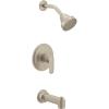 Moen Greenfield Brushed Nickel Bathroom Shower Faucet with Showerhead, Shower Lever Handle, and Tub Spout, Valve Required, UT2323EPBN
