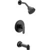 Moen Greenfield Matte Black Bathroom Shower Faucet with Showerhead, Shower Lever Handle, and Tub Spout, Valve Required, UT2323EPBL
