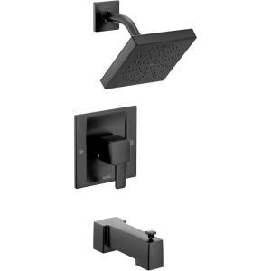 Moen 90 Degree Matte Black Posi-Temp Tub/Shower Trim Kit with Eco-Performance Showerhead, Valve Required, TS2713EPBL