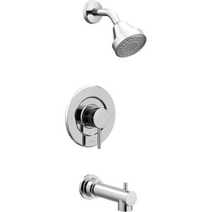 Moen Align Brushed Nickel Posi-Temp Pressure Balancing Modern Tub and Shower Trim Kit, Featuring Shower Head, Lever Handle, and Tub Spout, Valve Required, T2193BN(Chrome)