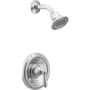 Moen Brantford Brushed Nickel Posi-Temp Pressure Balancing Shower Trim Kit with Shower Head and Lever Handle, Valve Required, T2152BN(Chrome)
