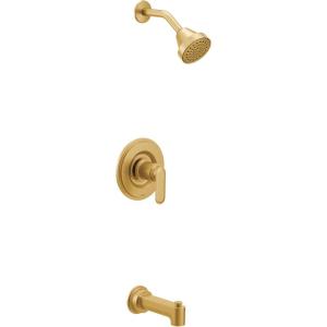 Moen Greenfield Brushed Gold Eco-Performance Bathtub and Shower Faucet with Showerhead, Shower Lever Handle, and Tub Spout, Valve Required, T2223EPBG