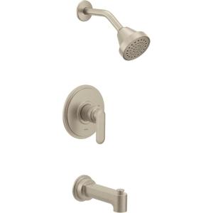 Moen Greenfield Brushed Nickel Bathroom Shower Faucet with Showerhead, Shower Lever Handle, and Tub Spout, Valve Required, UT2323EPBN