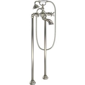 Moen S22105BN Weymouth Two Handle Tub Filler with Cross-Handles and Handshower, Brushed Nickel(Brushed Nickel)