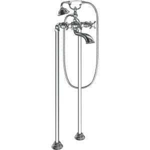 Moen S22105BN Weymouth Two Handle Tub Filler with Cross-Handles and Handshower, Brushed Nickel(Chrome)