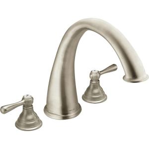 Moen T920AZ Kingsley Two-Handle High Arc Roman Tub Faucet Without Valve, Antique Bronze(Brushed Nickel)