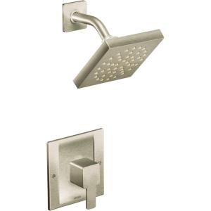 Moen TS2712 Posi-Temp Square High Pressure Shower Head and Single Handle Shower Trim Kit, Valve Required, Chrome(Brushed Nickel)