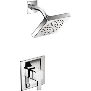 Moen TS2712 Posi-Temp Square High Pressure Shower Head and Single Handle Shower Trim Kit, Valve Required, Chrome(Chrome)
