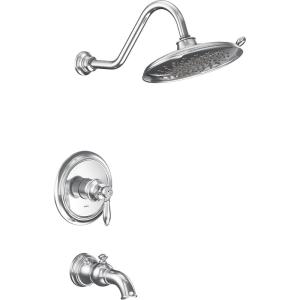Moen UTS232104EPBL Weymouth M-CORE 2-Series 1-Handle Tub and Shower Trim Kit, Valve Required, Matte Black(Chrome)